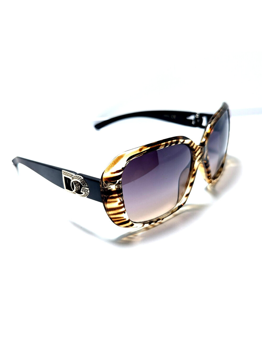 DG 26976 Womens Brown Leopard Sunglasses Purple Gradient Lens